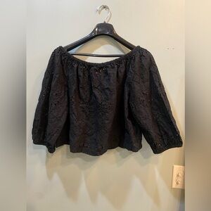Black Eyelet Top